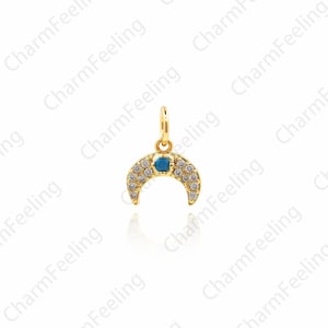 Dainty Pave Moon Charm,CZ Crescent Beads, Moon Charm, Moon Beads,DIY Jewelry Making Accessories 11x9.2x2.7mm 1pcs