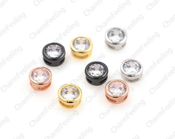 CZ micro pavé, single zircon round beads, spacer beads, small round spacer beads, mini small round beads 6x3.4mm 1pcs