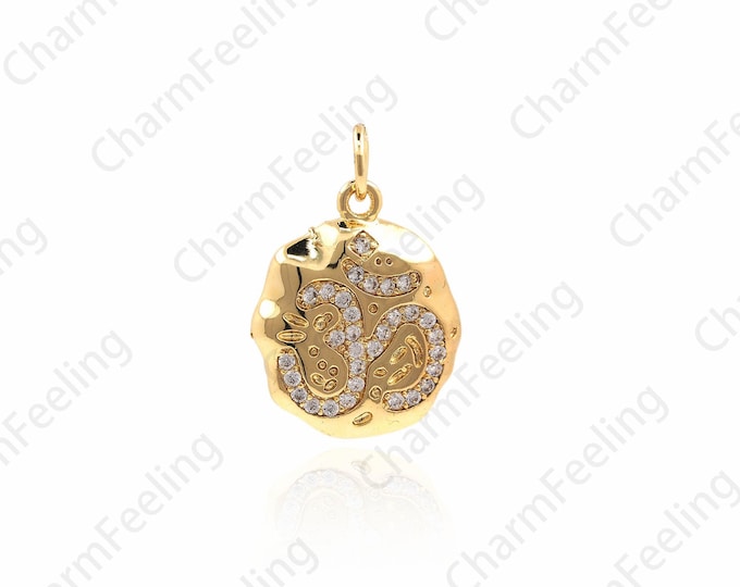 OM Pendant, OM Medallion Necklace, OM Charm, Spiritual Pendant Necklace, Yoga Jewelry 20.5x14x2.3mm 1pcs
