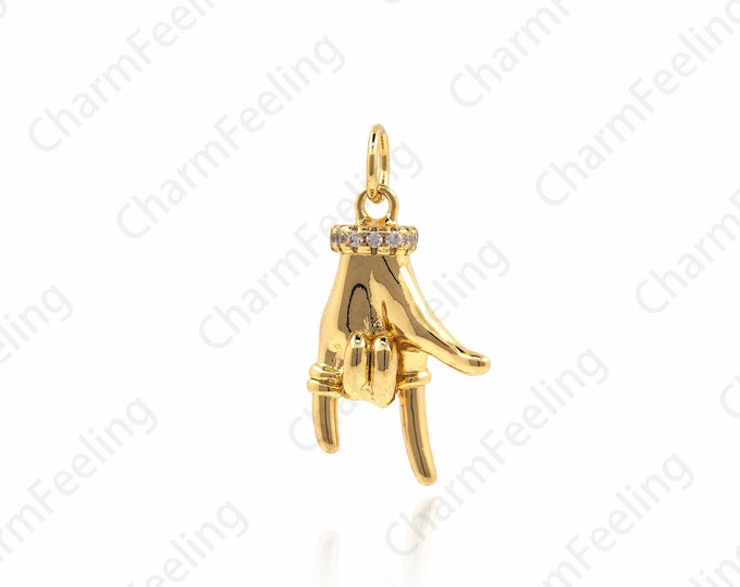 Rock Gesture Pendant, Love Gesture Pendant, Gesture Charm, Rock Charm, Sign Language Charm, DIY Jewelry Making Accessories 23x12x4.7mm 1pcs