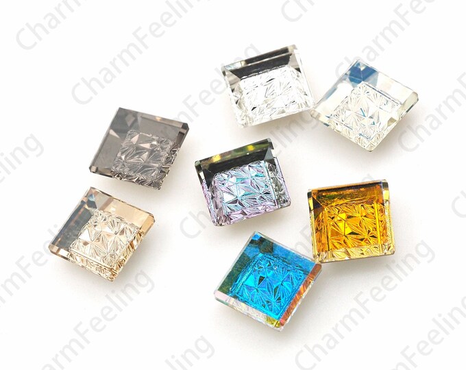 45pcs, Embossed Nail Art Square Rhinestones, Crystal Glass Square Nail Art Accessories, Crystal Rhinestone Nail Art,DIY Nail Art Accessories