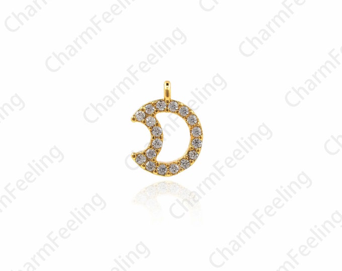 Mini Hollow Moon Pendant, Moon Necklace, Moon Jewelry, DIY Jewelry Making Accessories 10.2x7.9x1.7mm 1pcs