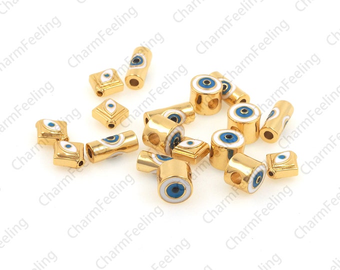 Devil's eye gasket, barrel-shaped large hole beads, square spacer beads, used for jewelry bead accessories 1pcs