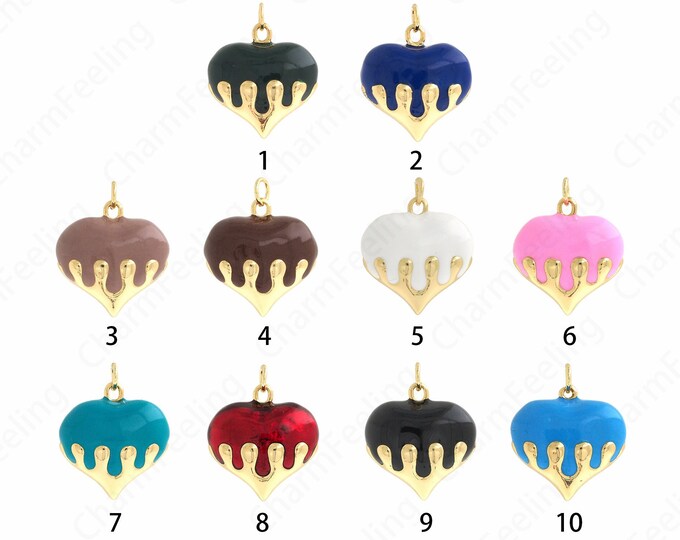 Enamel Heart Pendant, Heart Charm,Dainty Heart Charm, Heart Necklace, Enamel Charm, DIY Jewelry Making Accessories,23.5x19.8x10mm