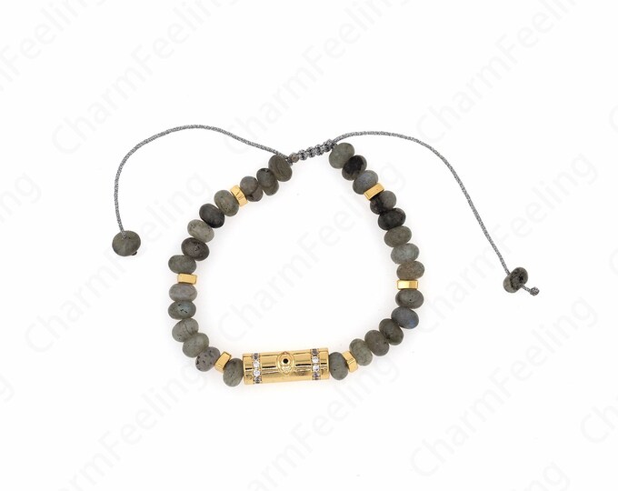 18K Gold Filled Beaded Bracelet,Eye Bracelet, Daily Bracelet,Friendship Bracelet, Enamel Bracelet,