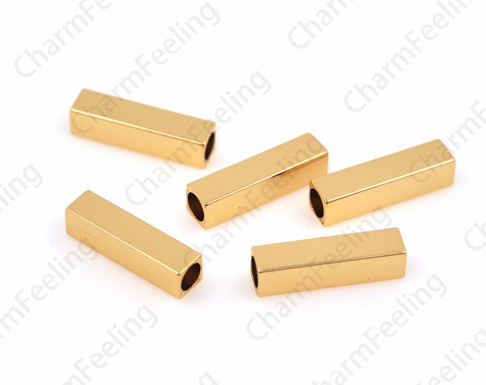 18K Gold Filled Cuboid Tube Spacer Beads, Tube Beads, Bracelet Bead Accessories, DIY Jewelry Making Supplies 20x5x5mm Hole:4.5mm 1pcs