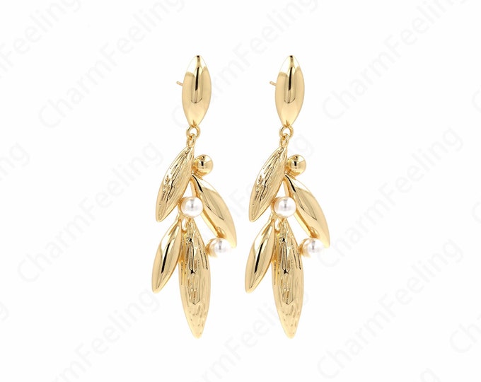 Boho Earrings,Fringe Earrings, 18K Gold Filled Long Earrings, Bar Earrings,Drop Earrings, DIY Jewelry Supplies, 74x27x14mm