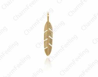 18K Gold-Plated Leaf Pendant, Leaf Necklace, Leaf Charm, Gold Leaf Jewelry, DIY Jewelry Making Accessories 32.8x6.4x1.2mm 1pcs