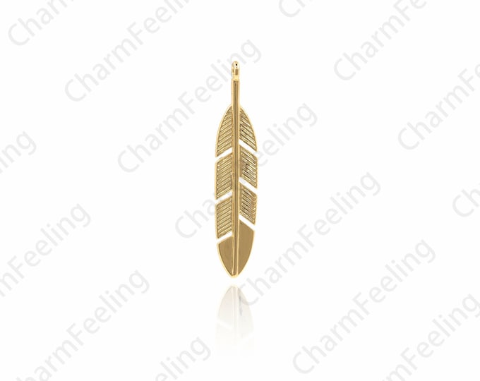 18K Gold-Plated Leaf Pendant, Leaf Necklace, Leaf Charm, Gold Leaf Jewelry, DIY Jewelry Making Accessories 32.8x6.4x1.2mm 1pcs