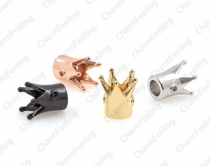 Gold crown beads,Crown Charm，CZ Men's Women's Bracelets Jewellery 12x10.5mm 1pcs