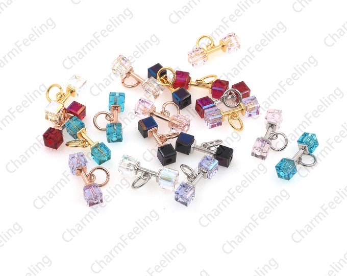 Exquisite dumbbell charm, dumbbell jewelry, dumbbell pendant, barbell necklace, jewelry production results 6.8x14.1x3.9mm 1pcs