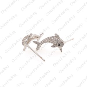 Silver dolphin ear studs, silver earrings, dolphin charm, dolphin jewelry, marine life jewelry  1 pair