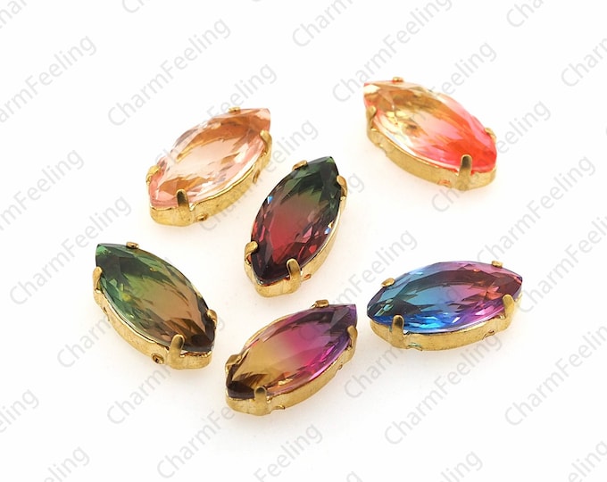 10pcs, Sparkling Crystal, Horse Eye Decoration, Colorful Rhinestone Stitched Gold Claw Crystal,Multi-Color And Multi-Size Optional