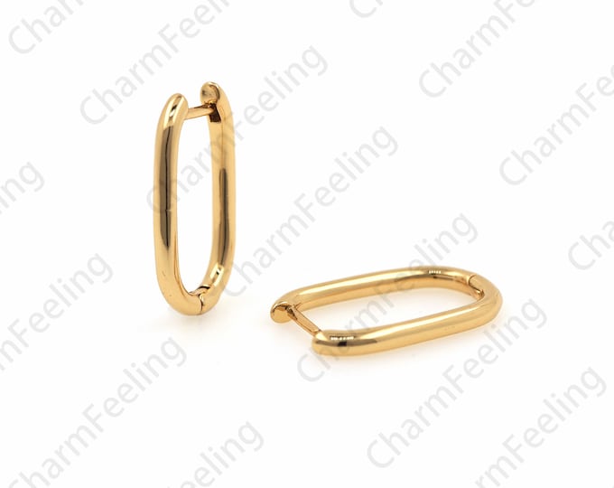 Square Earrings, 18K Gold Filled Eectangular Earrings, Brass Gold-Plated Earrings, Earring Charm, Suitable For Anniversary Gifts 20x12x2mm
