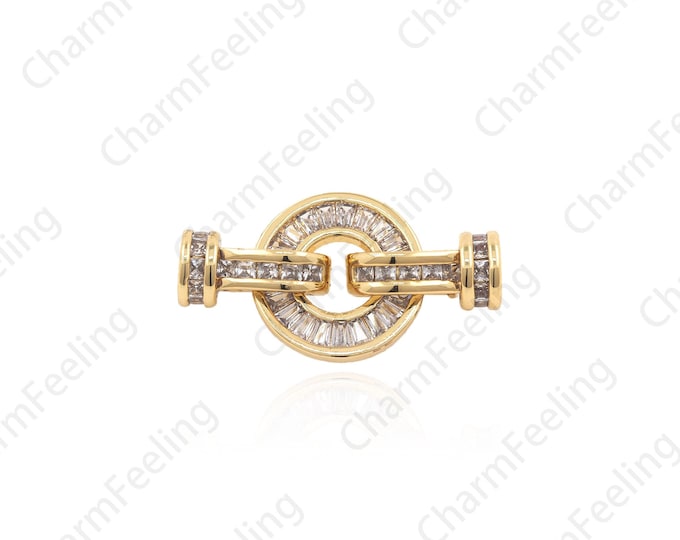 Micro-Pave Round Button, Snap Button, Necklace Button, Pearl Button, DIY Jewelry Making Accessories 27x15x8mm 1pcs