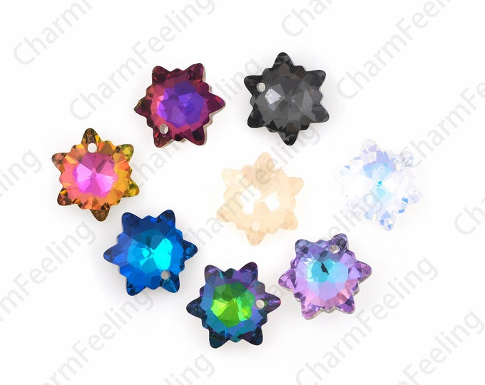 140pcs Crystal Pendants, Edelweiss Pendants, 6748 Crystal Pendants, Snowflake Necklaces, AB, Multi-size And Multi-Color Options