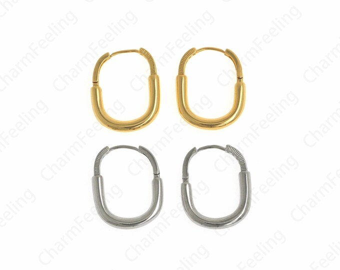 1 pair,Dainty Oval Earrings, 18K Gold Filled Round Twist Earrings, Twist Earrings, Hollow Earrings, 22x17.7x3mm