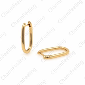 Square Earrings, 18K Gold Filled Eectangular Earrings, Brass Gold-Plated Earrings, Earring Charm, Suitable For Anniversary Gifts 20x12x2mm