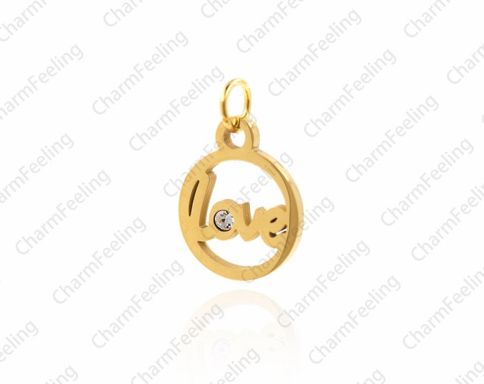 Stainless steel love necklace,love word charm,couple pendant 18.3x12x1.3mm  1pcs