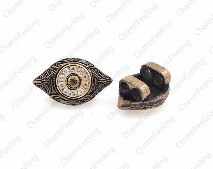 18K Gold Filled Eye Beads, Micro-pavé CZ Antique Eye Spacer Beads, Spacer Beads Charm, DIY Jewelry Accessories 21x12.6x8.8mm