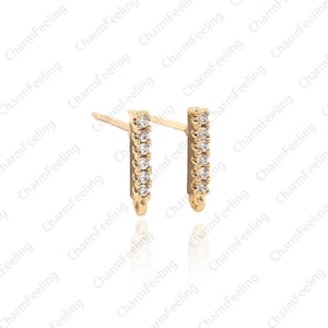 Gold Cube studs, Cube Stud studs, gold plated studs, Bar studs, Square studs， Gold Plated Findings  1 pair