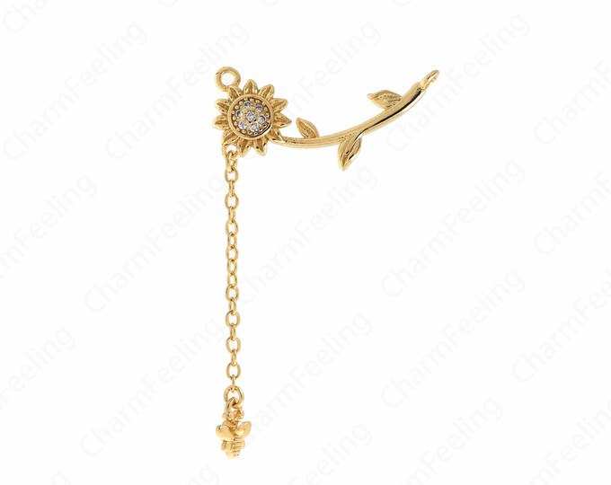 Twist Charm, 18K Gold Filled Pendant Charm, Flower Pendant, Pearl Charm, DIY Jewelry Supplies, 30x50x3.3mm