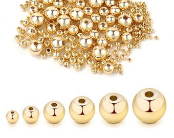 100 stück, gold runde Perlen, 14K Gold gefüllt Spacer runde Perlen, vergoldete Perlen, Gold Spacer Perlen, DIY Armband Halskette Schmuck machen