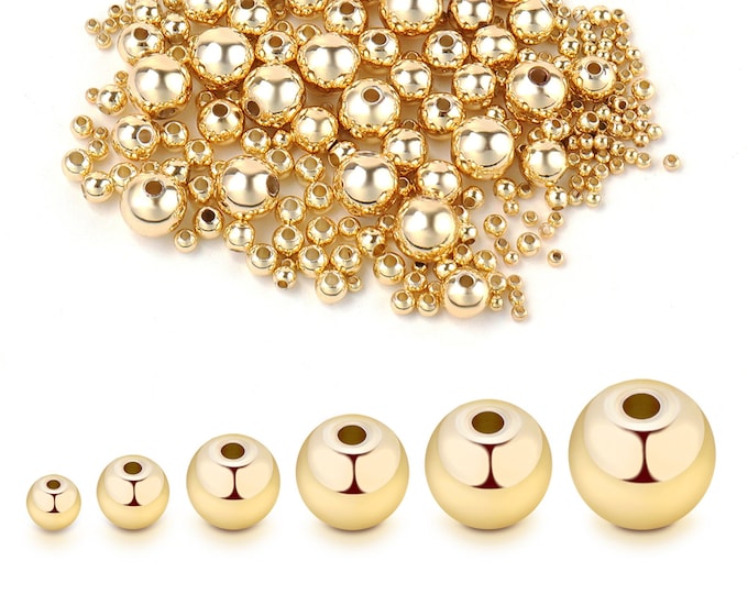 100 PCS,Gold Round Beads, 14K Gold Filled Spacer Round Beads, Gold Plated Beads, Gold Spacer Beads, DIY Bracelet Necklace Jewelry Making