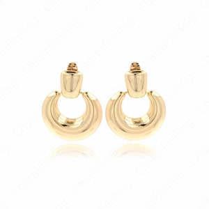 18K Gold Filled Boho Stud Oorbellen, ronde oorbellen, drop stud oorbellen, dikke gouden oorbellen, cadeau voor haar, 31x25.5x5mm