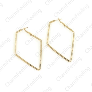 18K Gold Filled Large Square Earrings,Rectangular Earrings,Gold Earrings,Earring Charm,Large Earring Charm,Rectangular Charm 65x42mm 1 pair