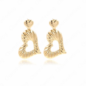 18K Gold Filled Heart Earrings, Dainty Love Earrings, Gift for Her,DIY Jewelry Accessories,58x34.5x4mm