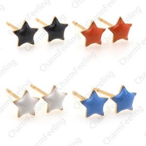 18K Gold filled Stern Ohrringe Polaris Ohrringe Polaris Charm Stern Charm Emaille Polaris Ohrringe, Emaille Stern Ohrringe,Dnamel Charm,1 Paar