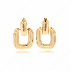 Square Earrings,Rectangular Earrings,Dainty Gold Earrings,Earring Charm,18K Gold Filled Eectangular Earrings, 40x27x3mm
