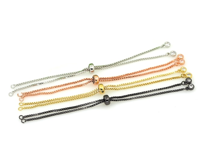 Sliding Adjustable Bracelet Making Chain, half-finished bracelet, Rubber stopper beads, connector link finding Box Chain 1pcs