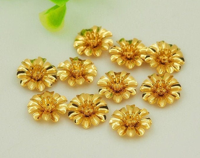 10 pcs 18K Gold Filled Flower Bead Caps,Pearl Caps,Round Bead Caps,Flower Caps,Spacer Jewelry, Brass Caps, DIY Gold Jewelry Making,