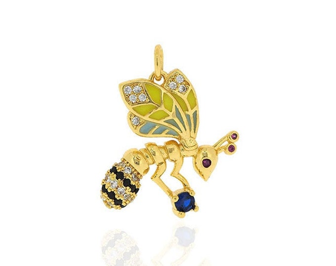 queen bee necklace,gold bee bracelet,bumblebee jewelry 19*20mm 1pcs