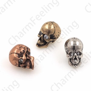 Retro Skull Beads, Punk Skull Charm, CZ Skull Beads, Skull Jewelry, DIY Jewelry Making Accessories 11.5x8x10.5mm 1pcs