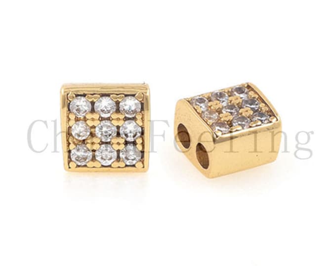 square spacer beads-Double hole spacer beads-Bracelet necklace beaded accessories 5*5*3.6mm 1pcs