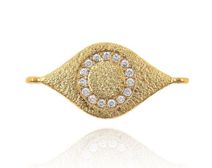 18K Gold Filled Eye Connector,Eye Charm, Eye Connector, Micropavé CZ Eye Connector, DIY Jewelry Accessories 11x22x2mm