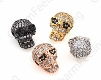 Micro-pave Skull Spacer Beads, Skull Charm, Knife Lanyard Beads