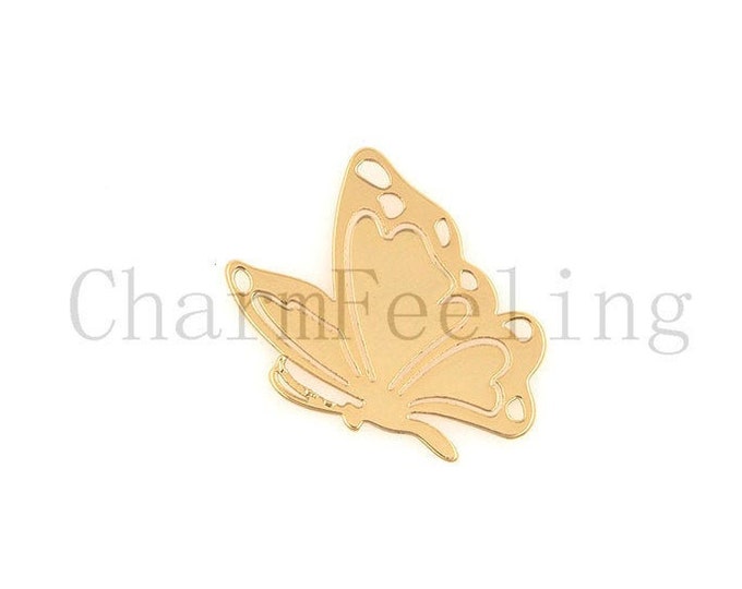 filigree butterfly-butterfly connector-raw brass pendant-unique butterfly 15*20*0.5mm 1pcs