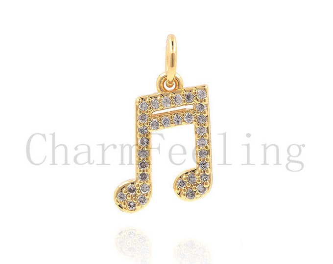 music note necklace-music note pendant-music note jewelry-music teacher gift 16*9.5*1.9mm 1pcs