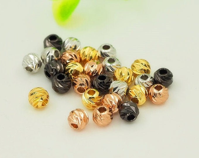 Round spacer beads,carved brass,nepalese beads,stardust beads 6mm 10pcs/20pcs/30pcs