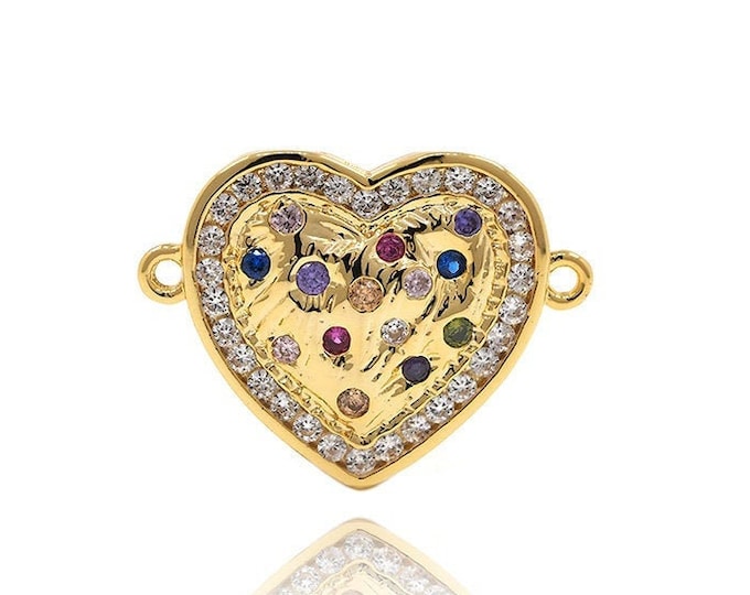 heart connector, heart shaped diamond, love word charm 15*20*3mm 1pcs