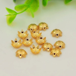 10 pcs 18K Gold Filled Flower Bead Caps,Pearl Caps,Round Bead Caps,Flower Caps,Spacer Jewelry, Brass Caps, DIY Gold Jewelry Making,