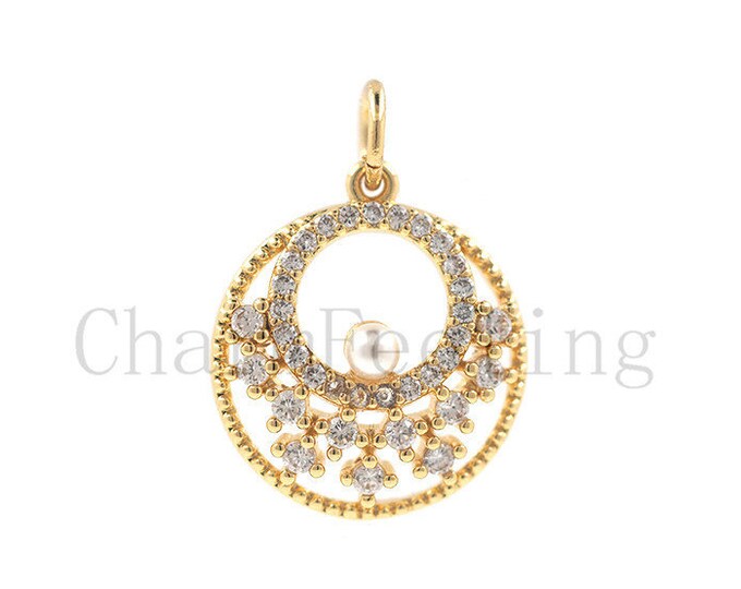 round brass pendant-geometric circle necklace-Everyday jewelry 23.3*18*4.4mm  1pcs