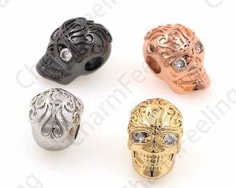 Skull Bracelet Spacer Beads, Brass Skull Charm, Punk Skull Beads, Knife Beads, DIY Jewelry Making Accessories 17.5x8.7x10mm 1pcs