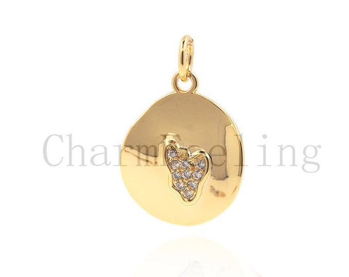 Round heart necklace-round heart pendant-Jewelry making supplies 20*13.6*2.8mm 1pcs