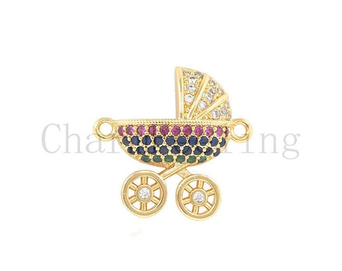 stroller pendant-stroller necklace-pram charm-baby stroller charms 17*17.7*4.4mm 1pcs