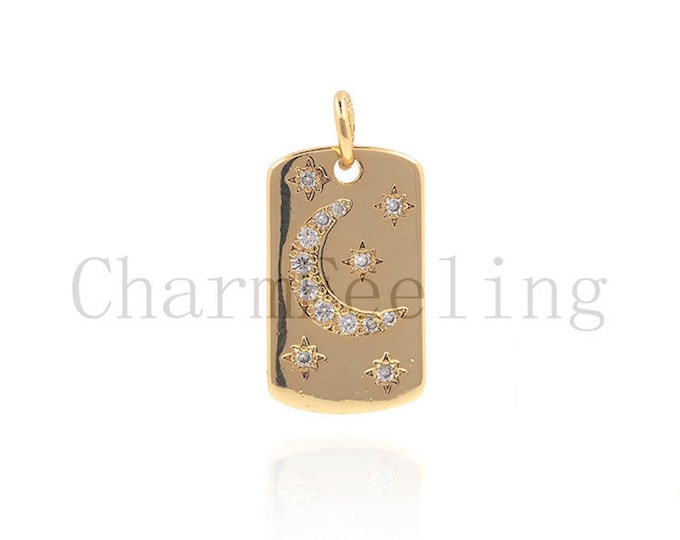 gold plated square- Square moon bracelet necklace pendant-DIY jewelry 20.7*10*1.3mm 1pcs